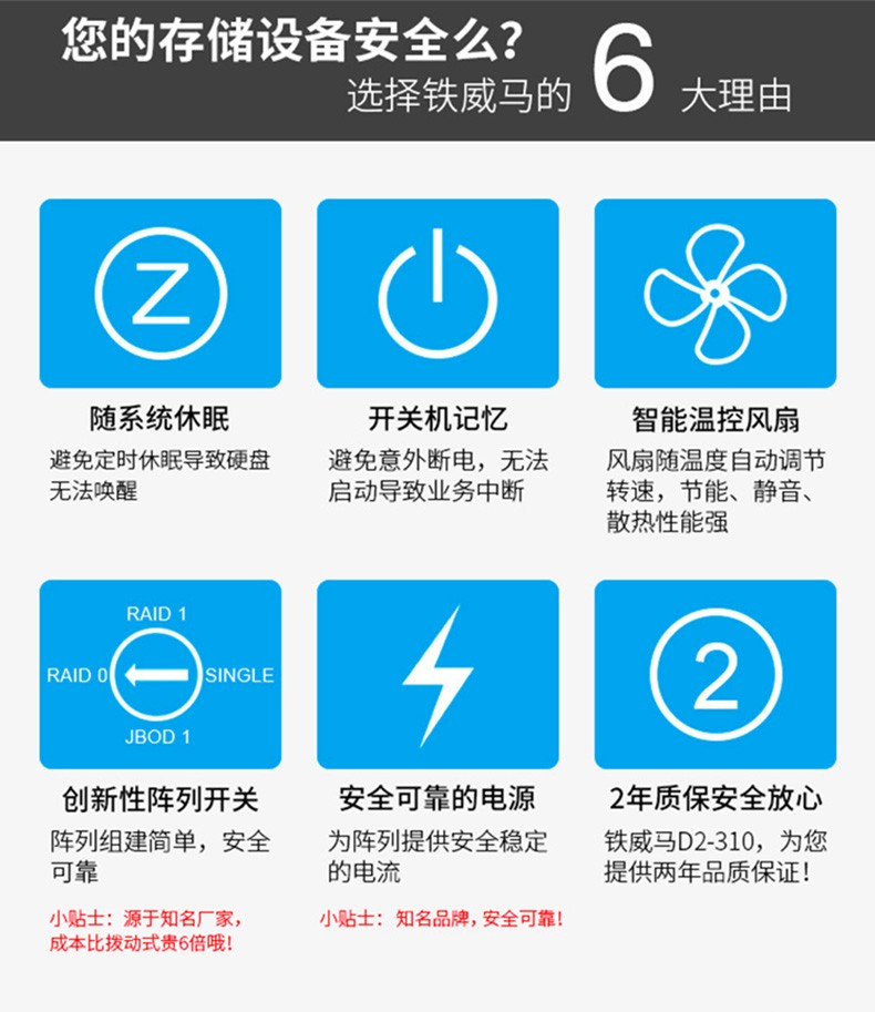 铁威马（TerraMaster）D2-310 双盘RAID磁盘 阵列盒 阵列柜 Type-c硬盘盒（非NAS网络存储云存储）