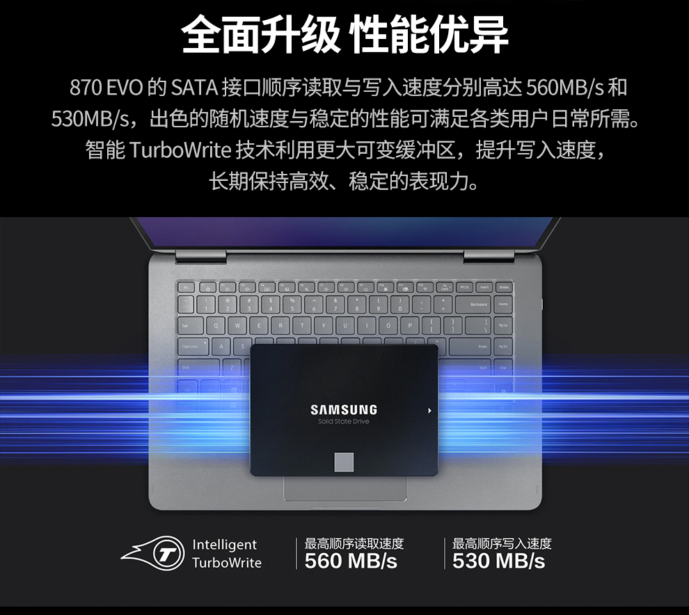 三星（SAMSUNG）250GB SSD固态硬盘 SATA3.0接口 870 EVO（MZ-77E250B）