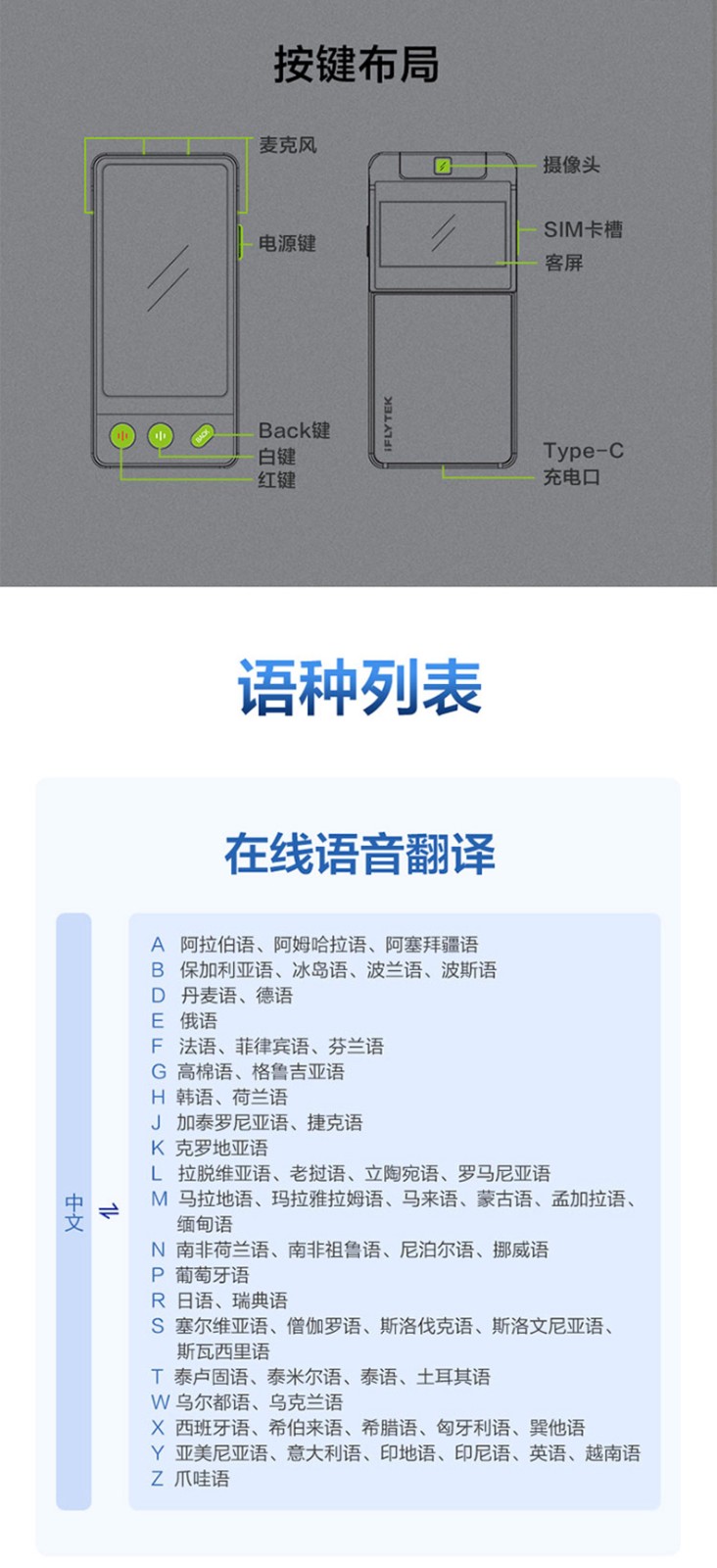 科大讯飞双屏翻译机 多语种离线翻译器 同声字幕翻译笔出国旅游口语实时翻译神器 商务黑