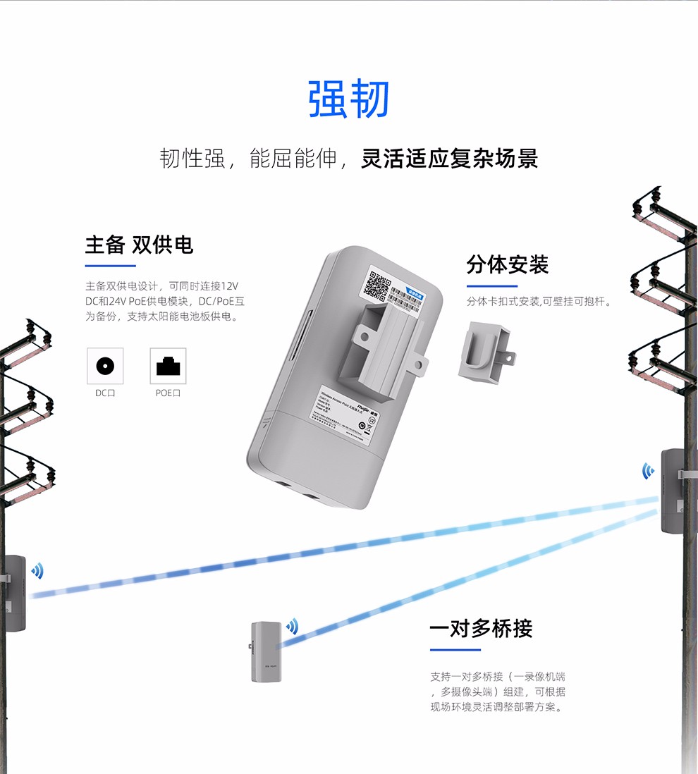 锐捷（Ruijie） 室外大功率智能监控无线网桥 （新老款随机发货） RG-EST310 5G单频 1公里级（一对）
