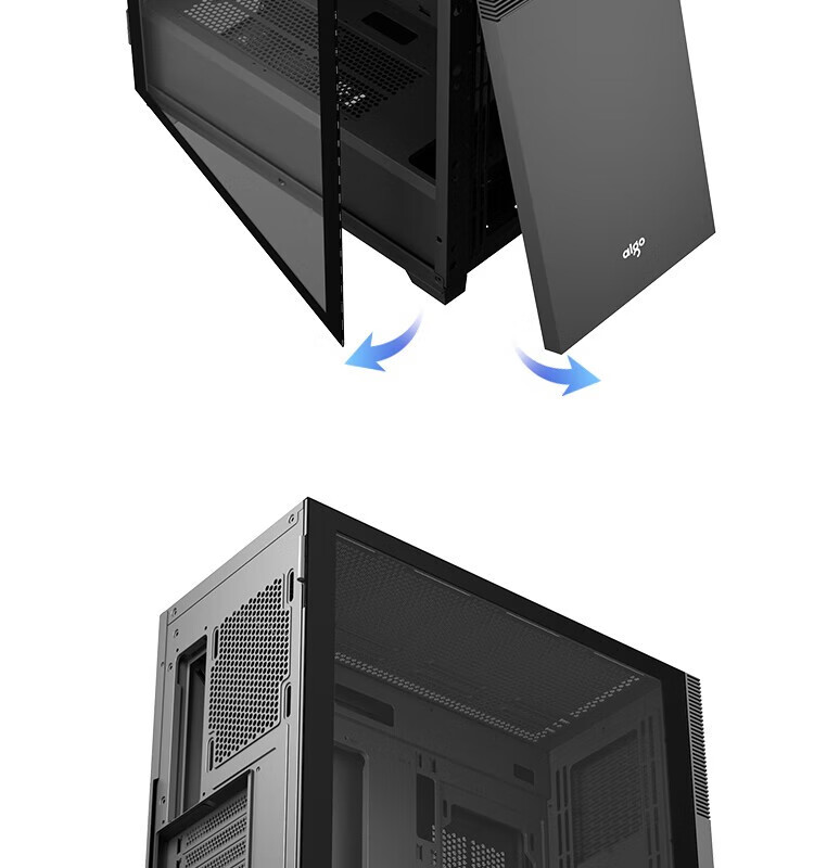 爱国者（aigo）F40黑色 玻璃侧透台式机电脑主机箱（E-ATX主板/双360水冷位/4硬盘位/9风扇位/40系显卡）
