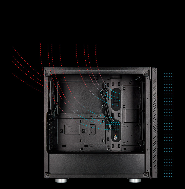 美商海盗船 (USCORSAIR) 275R Airflow 中塔ATX机箱 钢化玻璃 强力散热 带三风扇 防尘网 支持360mm冷排 黑色/白色