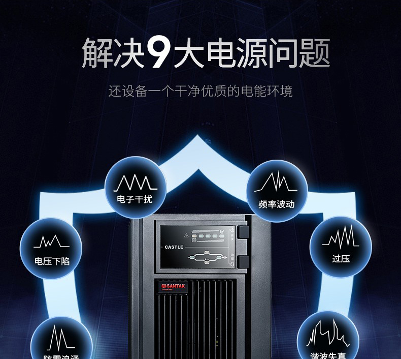 山特（SANTAK）C2K 在线式UPS不间断电源 稳压服务器机房电脑停电后备电源2000VA/1600W