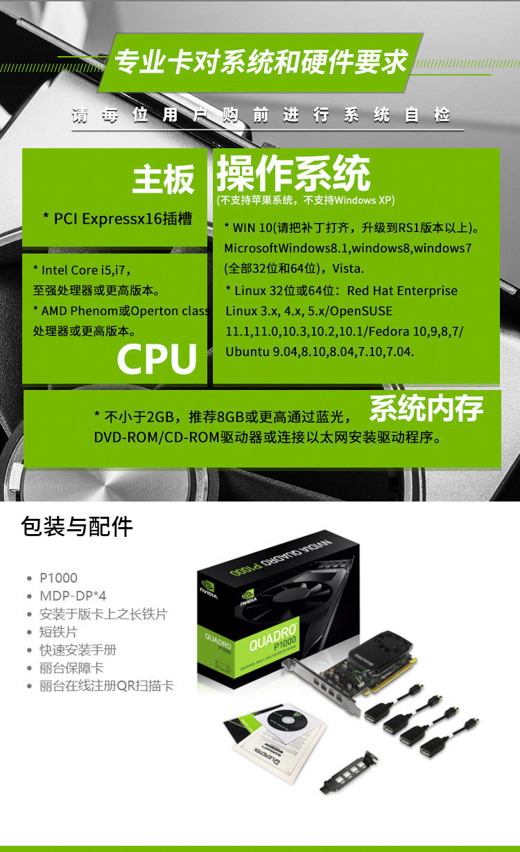 NVIDIA Quadro P1000 4GB【工包】GDDR5 128bit位 82GBps CUDA核心640 建模渲染绘图专业显卡