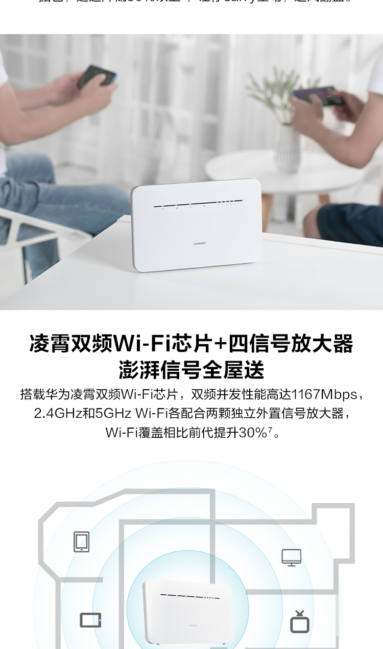 【4G路由】华为移动路由4G路由2 Pro/插卡上网/三网通/全千兆/B316-855/随身wifi/无线宽带/移动WiFi