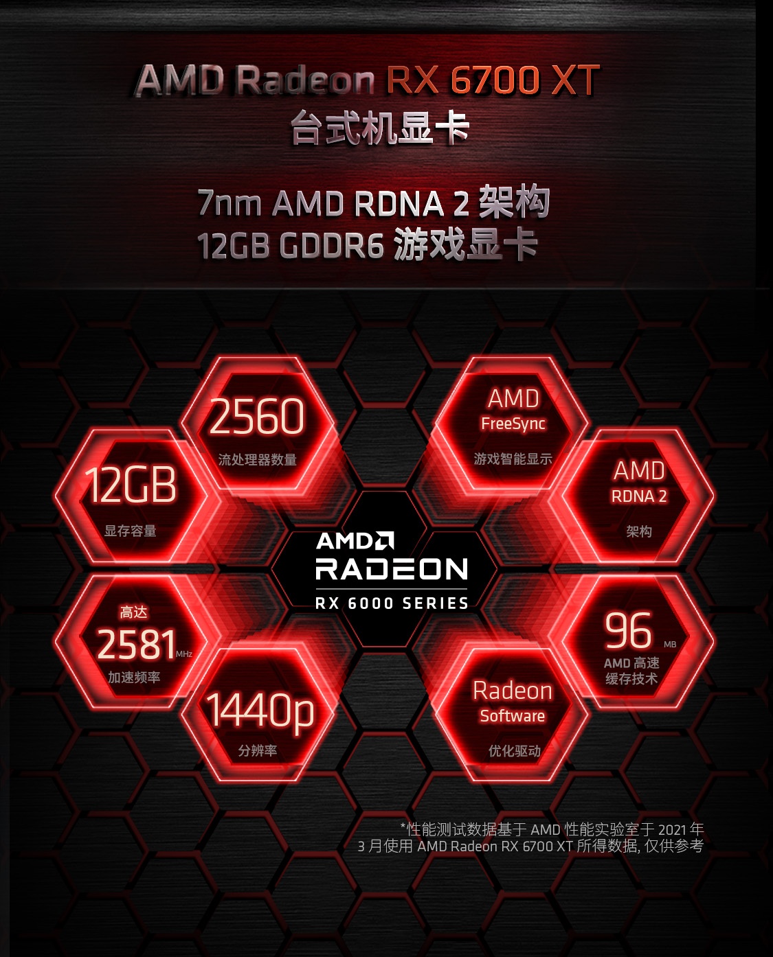 华硕显卡TUF-RX6700XT-O12G-GAMING Radeon RX6700XT 赛博朋克 2077吃鸡电竞游戏显卡 A卡