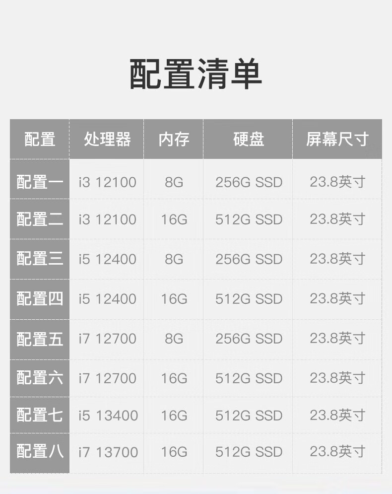 华硕DIY整机一体机电脑12代i5/i7高配台式电脑主机23.8英寸高清窄边框家用网课办公游戏一体式电脑