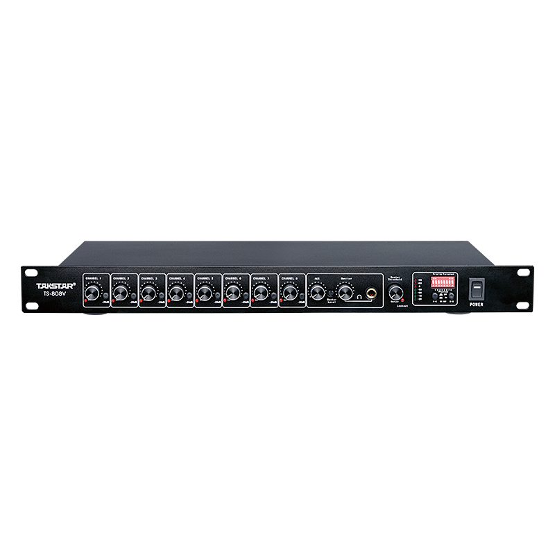 得胜（TAKSTAR）TS-808V 八路智能混音器 视频会议系统安装录播监控 麦克风集线系统主机
