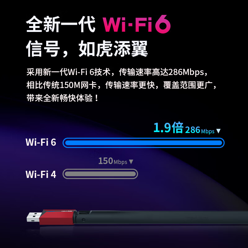 普联TP-LINK XDN6000H免驱 迷你USB无线网卡免驱动 台式机笔记本电脑随身wifi信号发射接收器