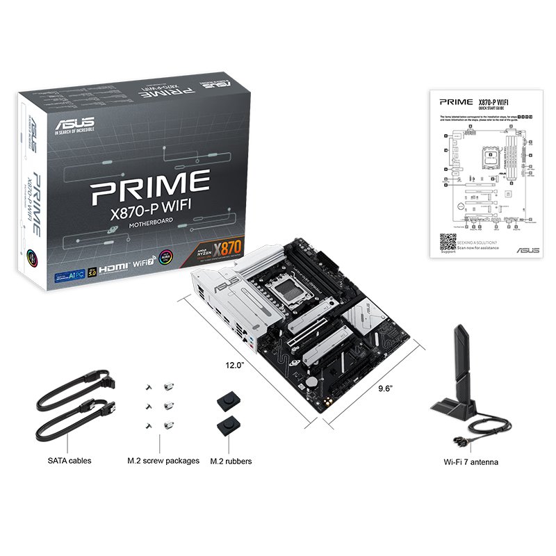 华硕PRIME X870-P WIFI主板 支持 CPU 9900X/9950X (AMD X870/socket AM5) 新品