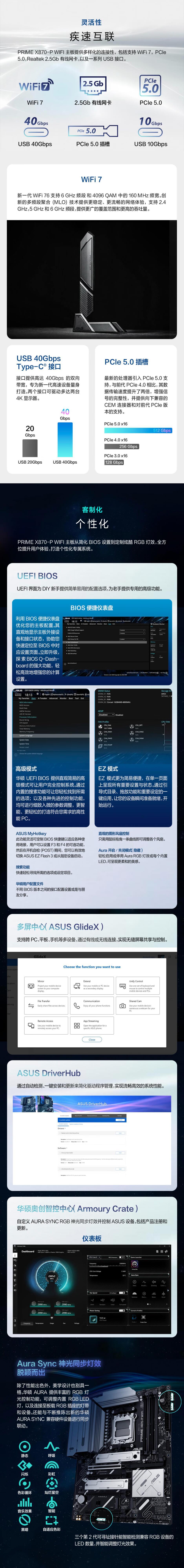 华硕PRIME X870-P WIFI主板 支持 CPU 9900X/9950X (AMD X870/socket AM5) 新品