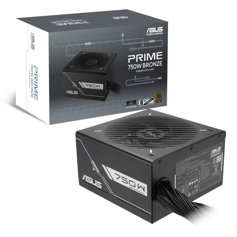 华硕PRIME 750W 铜牌电源 双滚珠轴流风扇/80PLUS铜牌认证/压纹线 6年质保