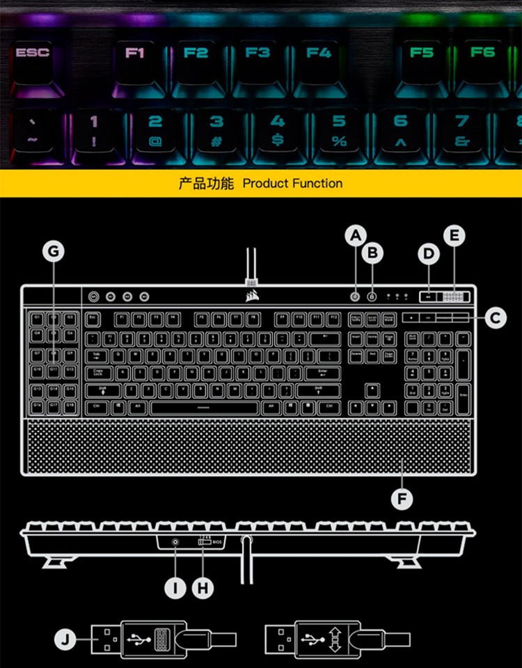 美商海盗船（USCORSAIR）K95 RGB 铂金系列 电竞游戏键盘 樱桃机械键盘 银轴有线键盘 SE银轴 金色限量版