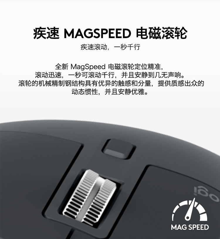 罗技（Logitech）MX Master 3 鼠标 无线蓝牙鼠标 办公鼠标 右手鼠标 双模优联 石墨黑 带无线2.4G接收器
