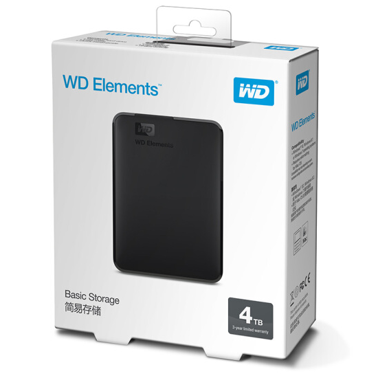 西部数据(WD)4TB USB3.0移动硬盘Elements 新元素系列2.5英寸(稳定耐用 海量存储)WDBU6Y0040BBK