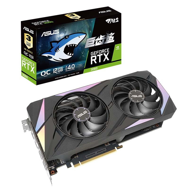 3060华硕显卡 ATS-RTX3060-O12G-GAMING 巨齿鲨系列电竞游戏专业独立显卡