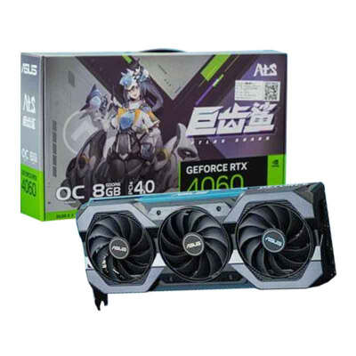 华硕4060巨齿鲨 ATS-RTX4060-O8G-GAMING 三风扇 吃鸡游戏独立显卡 支持四屏显示