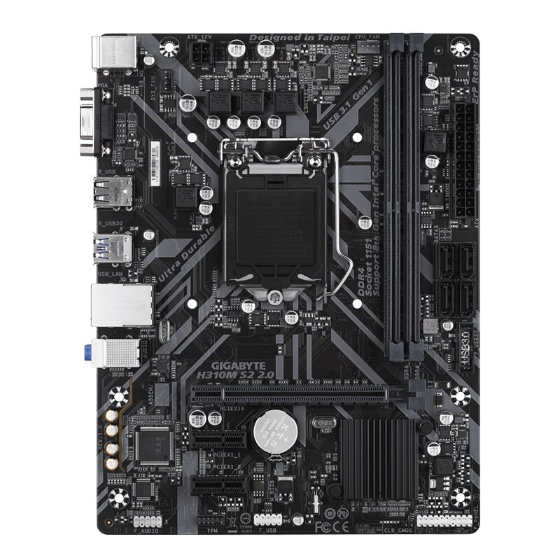 技嘉H310M-S2 2.0主板 LGA1151支持第8代和第9代处理器 GIGABYTE