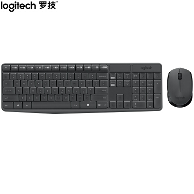 罗技（Logitech）MK235 键鼠套装 无线键鼠套装 办公键鼠套装 全尺寸 黑灰色 带无线2.4G接收器