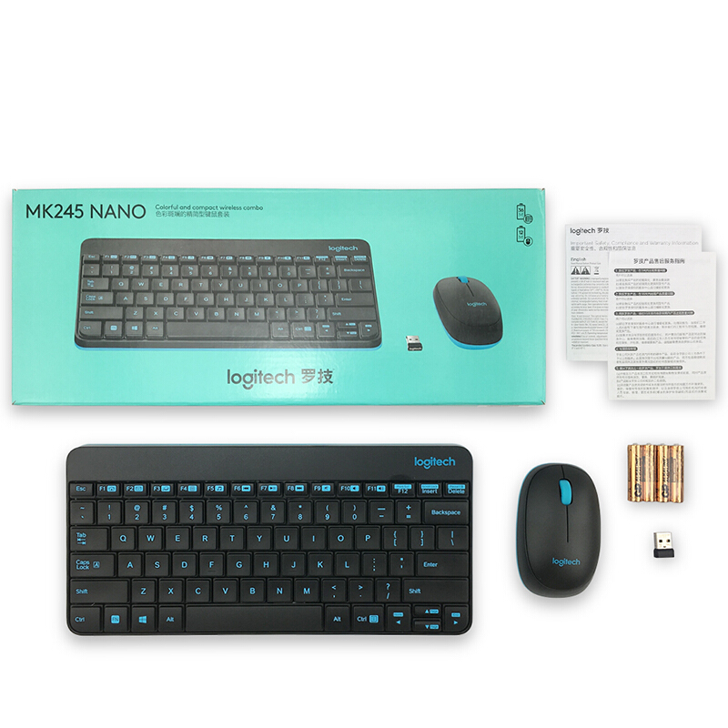 罗技（Logitech）MK245 Nano 键鼠套装 无线键鼠套装 办公键鼠套装 黑色/白色 带无线2.4G接收器