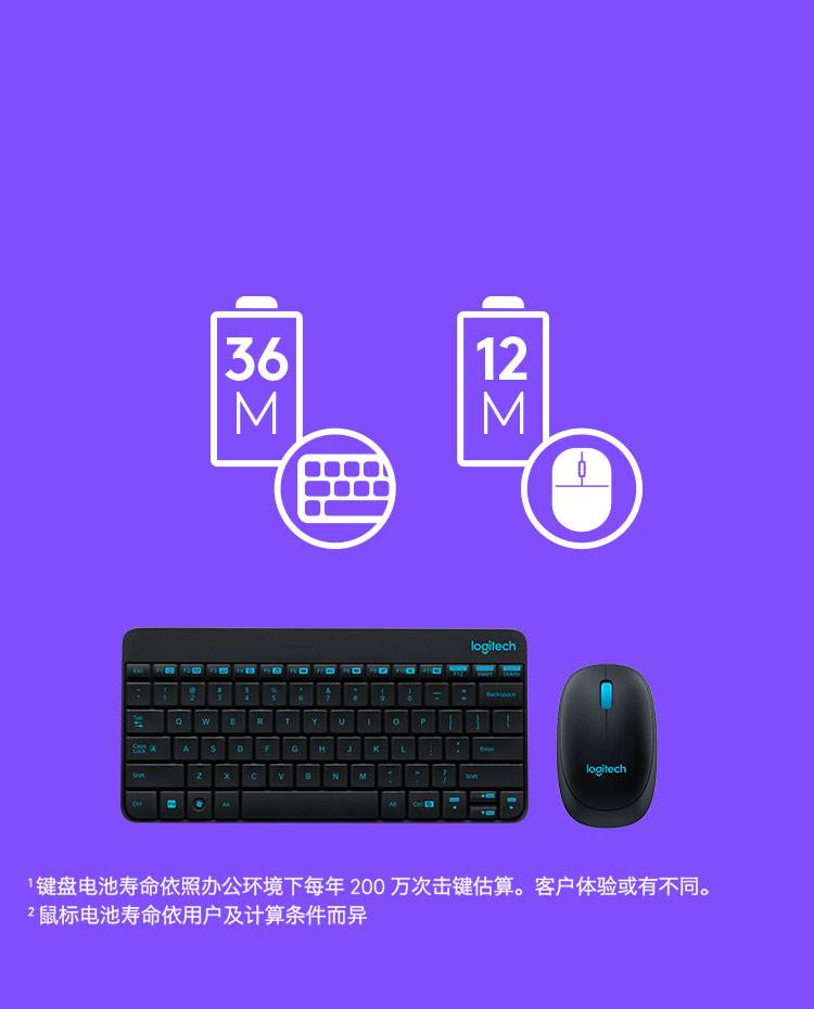 罗技（Logitech）MK245 Nano 键鼠套装 无线键鼠套装 办公键鼠套装 黑色/白色 带无线2.4G接收器