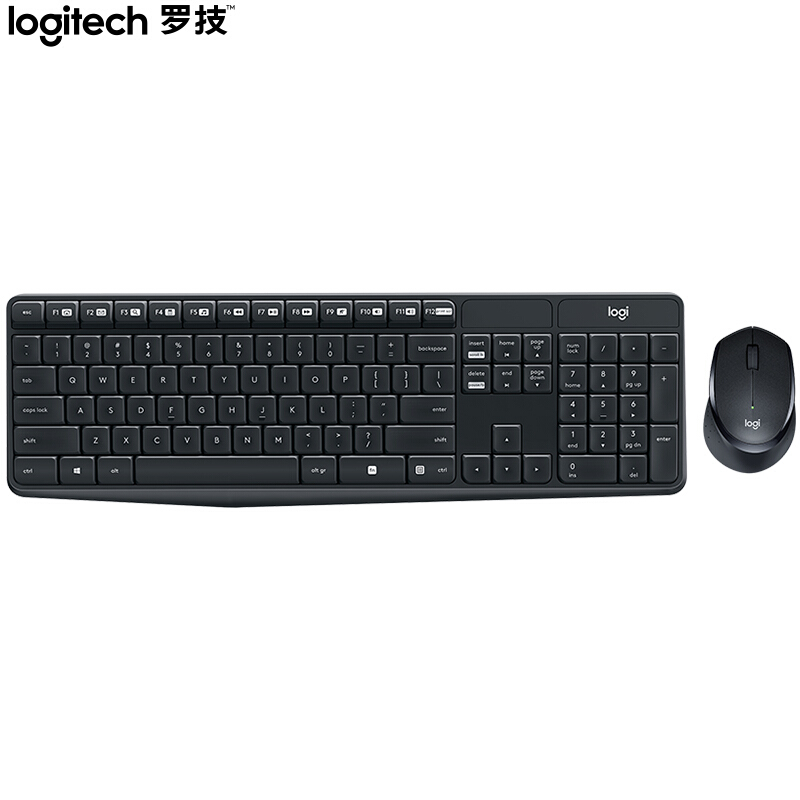 罗技（Logitech）MK315 键鼠套装 无线键鼠套装 办公键鼠套装 静音 全尺寸 黑色 带无线2.4G接收器