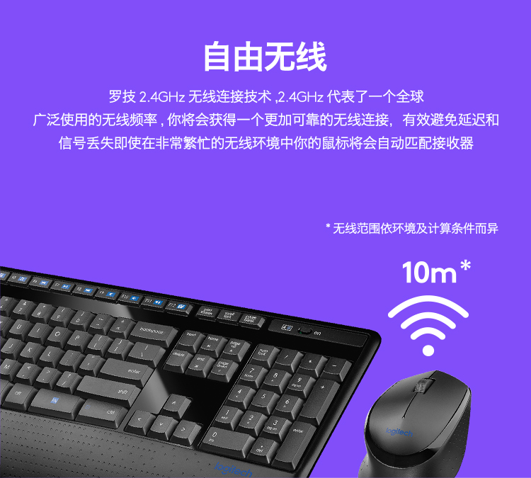 罗技（Logitech）MK345 键鼠套装 无线键鼠套装 办公键鼠套装 全尺寸 黑色 带无线2.4G接收器