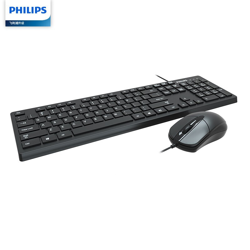 飞利浦（PHILIPS） SPT6205 键鼠套装 有线键鼠套装 办公键鼠套装 防泼溅 即插即用 黑色