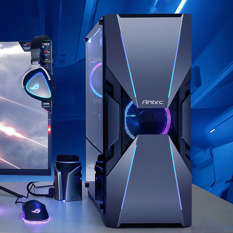 安钛克 复仇者X（DA601） 中塔钢化玻璃侧透 配赠幻彩ARGB风扇 360水冷电脑游戏机箱
