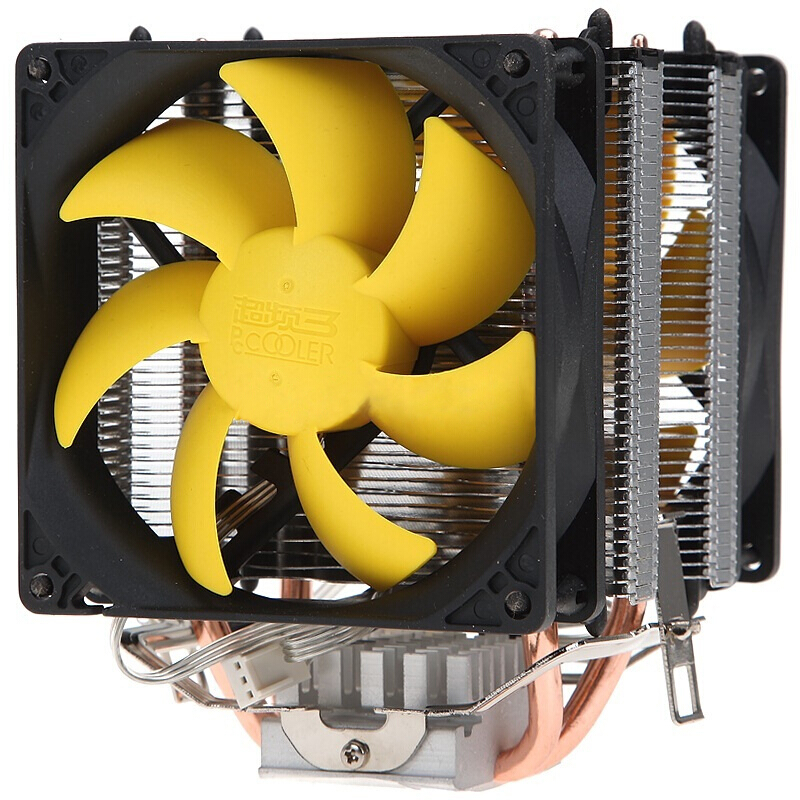 超频三 黄海增强版 CPU散热器（9CM静音风扇/多平台/双风扇/配电源转接线/硅脂）