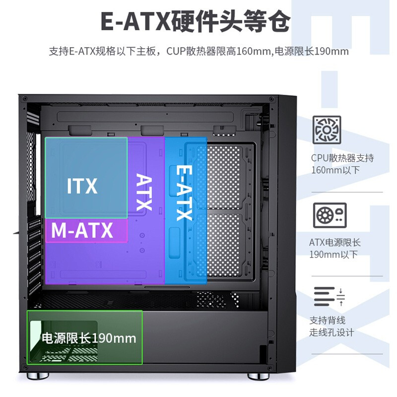 航嘉（Huntkey） GX760R魔镜台式机电脑办公E-ATX双路板主机箱DIY全侧透水冷MATX