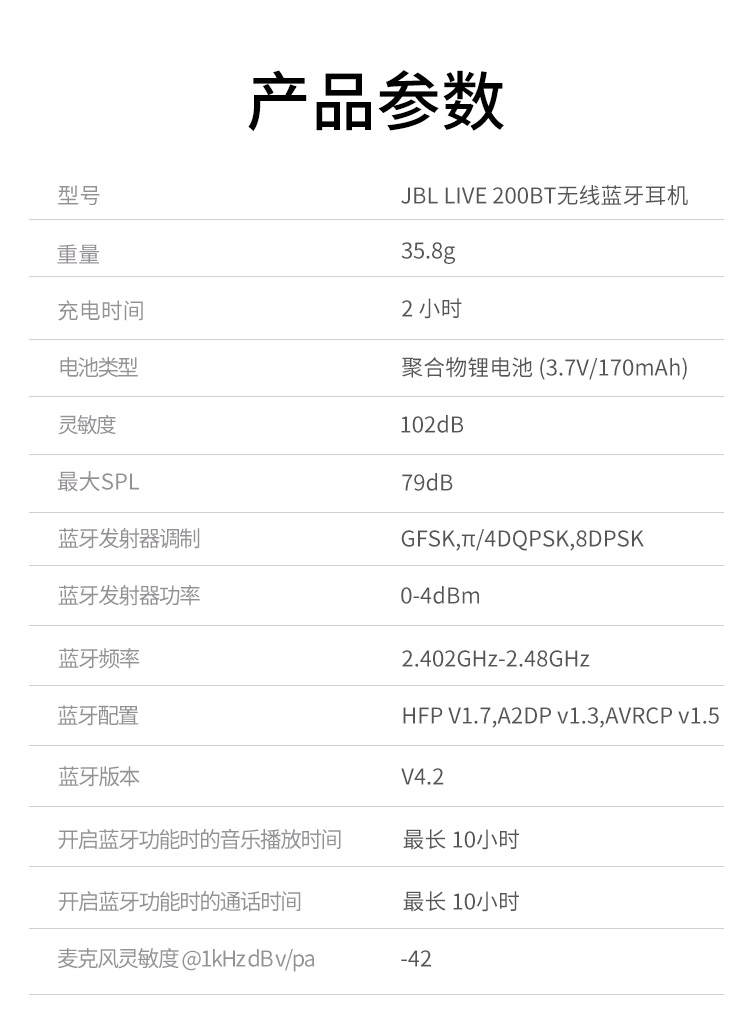 JBL LIVE 200BT 颈挂式无线蓝牙耳机 入耳式耳机 运动耳机 跑步磁吸式带麦 苹果安卓通用 磨砂黑