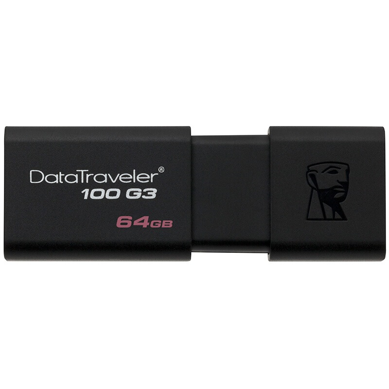 金士顿（Kingston）64GB USB3.0 U盘 DT100G3 黑色 滑盖设计