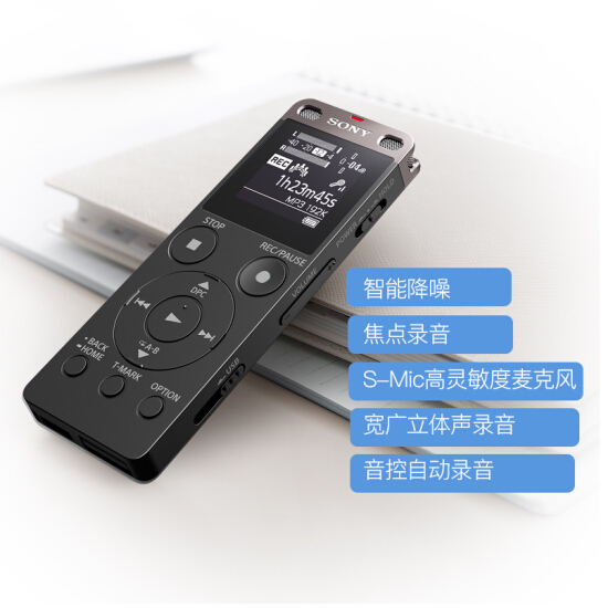 索尼（SONY）ICD-UX565F 数码录音棒/录音笔 纤薄机身 8GB （黑）