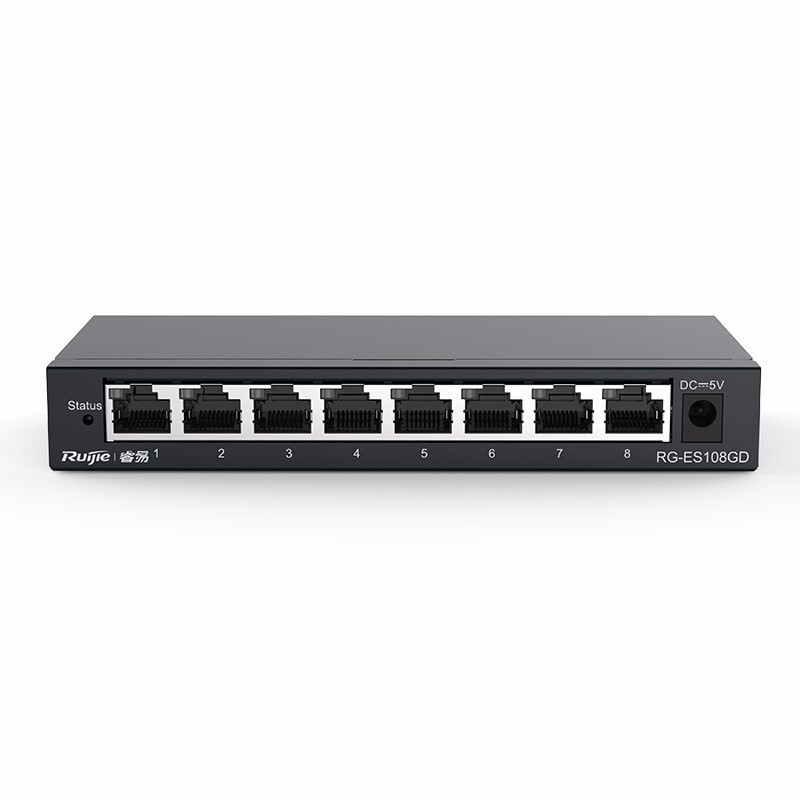 锐捷8口千兆交换机 RG-ES108GD （Ruijie）铁壳非网管企业级交换器 分流器网线分线器
