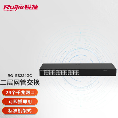 锐捷（Ruijie）24口全千兆网管交换机 RG-ES224GC 安防监控 企业级办公监控工程交换器 黑色