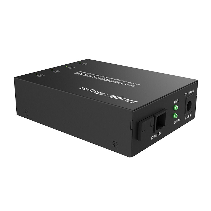 锐捷（Ruijie）3公里千兆单模单纤光纤收发器 B端(4端口)RG-FC14G-3B