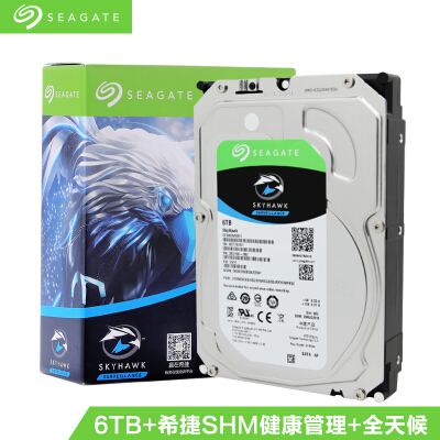 希捷6TB 256MB 5400RPM 监控级硬盘 SATA接口 希捷酷鹰SkyHawk系列(Seagate ST6000VX001)