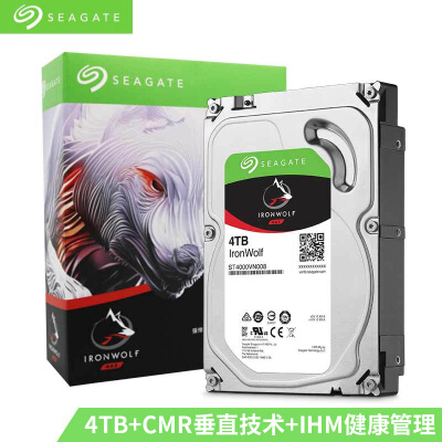 希捷NAS硬盘 4TB 64MB 5900转 PMR CMR垂直磁记录 网络存储 SATA 希捷酷狼Seagate IronWolf ST4000VN008