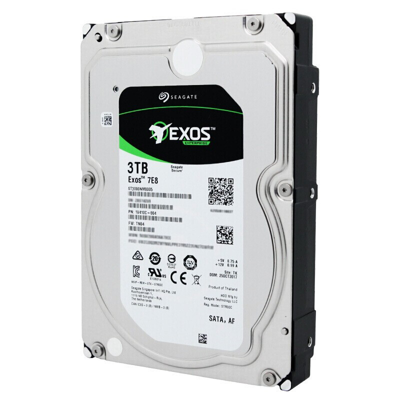 希捷 3TB 128MB 7200RPM 企业级硬盘 SATA接口 希捷银河Exos 7E8系列(Seagate ST3000NM0005)