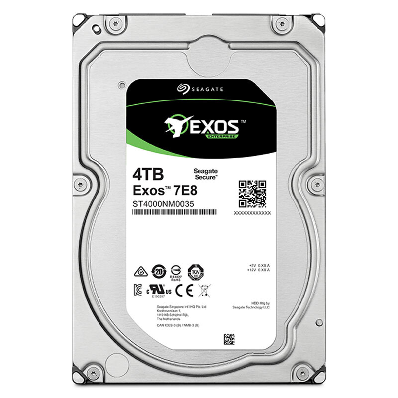 希捷 4TB 128MB 7200RPM 企业级硬盘 SATA接口 希捷银河Exos 7E8系列(Seagate ST4000NM0035)