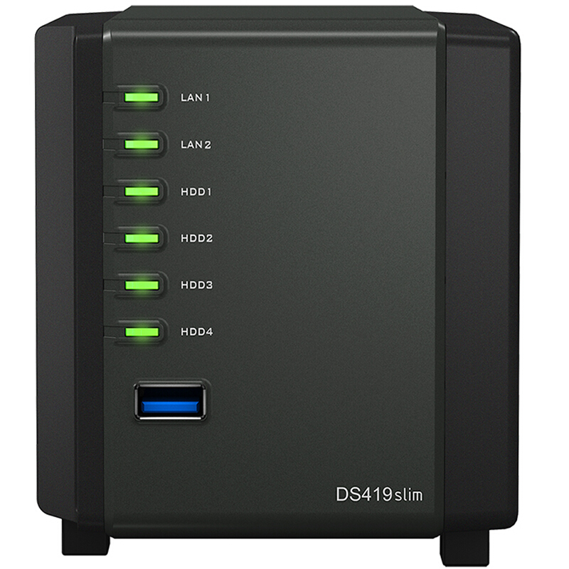 群晖 DS419slim 可支持4颗2.5寸硬盘 NAS网络存储服务器 （无内置硬盘）