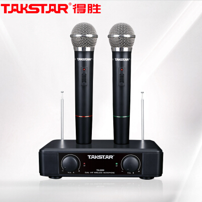 得胜 (TAKSTAR) TS-2200无线话筒一拖二 家用KTV舞台卡拉OK会议麦克风 手持式会议主持话筒防啸叫 经典黑